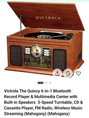 Victrola The Quincy 6-in-1 Bluetooth Record Player & Multimedia Center